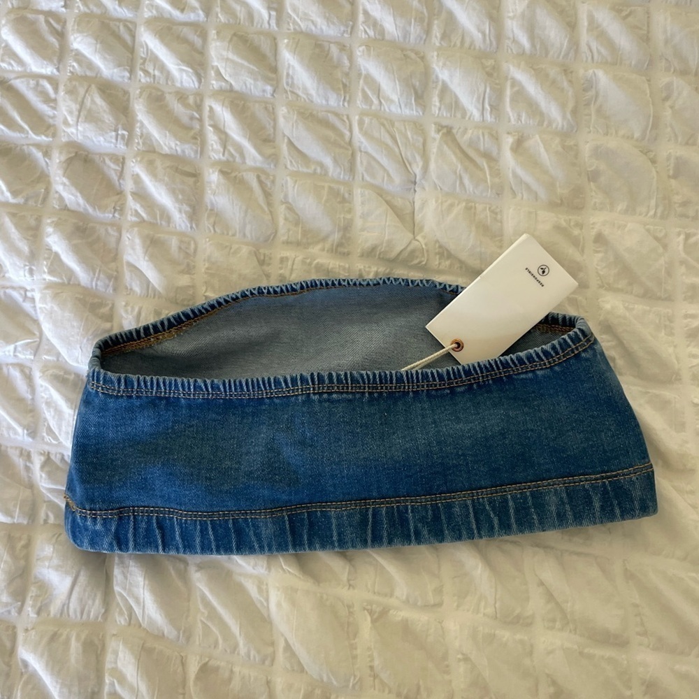 Good American denim bandeau crop top - Picture 2 of 7